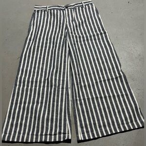 Madewell Black and White Striped Wide Leg Pants